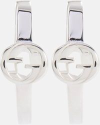 Gucci - Interlocking G Sterling Silver Hoop Earrings - Lyst
