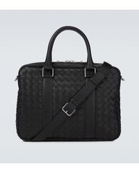 Bottega Veneta Classic Medium Intrecciato Leather Briefcase - Black