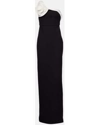 Roland Mouret - Floral-Applique Draped Crepe Gown - Lyst