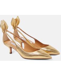 Aquazzura - Bow Tie Metallic Leather Pumps - Lyst