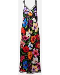 Dolce & Gabbana - Floral Lace-Trimmed Silk-Blend Maxi Dress - Lyst