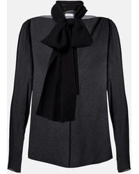 Alaïa - Sheer Tie-Neck Blouse - Lyst