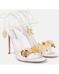Aquazzura - Marea 105 Raffia Sandals - Lyst