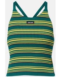Miu Miu - Ribbed-Knit Striped Cotton-Blend Top - Lyst