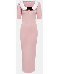 Alessandra Rich - Embellished Cotton-Blend Midi Dress - Lyst