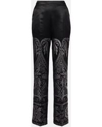 Etro - Silk Jacquard Palazzo Trousers - Lyst