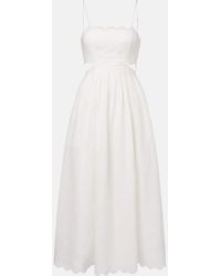 Zimmermann - Rhiannon Scalloped Linen Midi Dress - Lyst