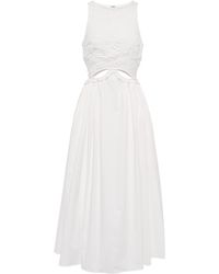 Self-Portrait Lace-trimmed Cutout Cotton Maxi Dress - White