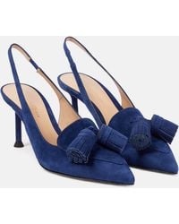 Gianvito Rossi - Embellished Suede Slingback Pumps - Lyst