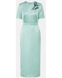 Erdem - Floral Belted Duchesse Satin Midi Dress - Lyst