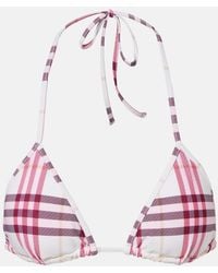 Burberry - Top De Bikini Con Check - Lyst