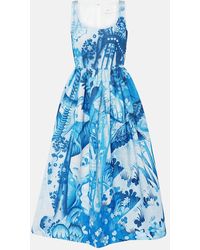 Erdem - Printed Cotton-Blend Faille Midi Dress - Lyst