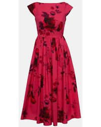 Erdem - Floral-Print Cotton Midi Dress - Lyst