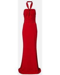 Elie Saab - Vestido De Fiesta Drapeado Con Cuello Halter - Lyst