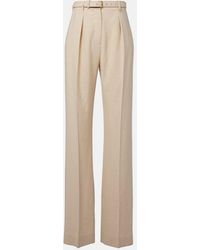 Loro Piana - Belted Linen And Wool Straight Pants - Lyst