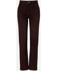 KHAITE - Callum High-Rise Suede Straight Pants - Lyst