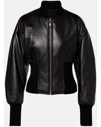 Alaïa - Leather Bomber Jacket - Lyst
