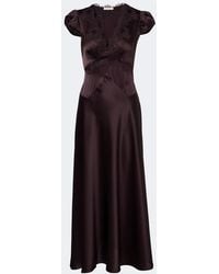 Doen - Coraline Lace-Trimmed Silk Satin Midi Dress - Lyst