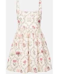 Agua Bendita - Vestido Corto Barbara De Lino Floral - Lyst