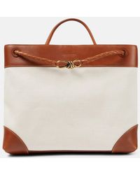 Bottega Veneta - Andiamo Large Leather-Trimmed Canvas Tote Bag - Lyst