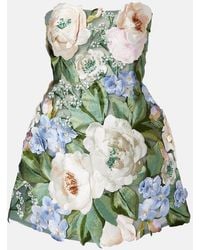LEO LIN - Roselle Floral-Applique Minidress - Lyst