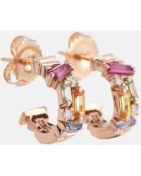Suzanne Kalan - Ella Rainbow 18kt Rose Gold Earrings With Diamonds And Sapphires - Lyst