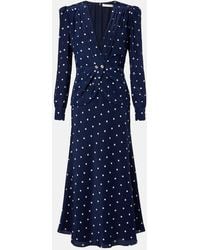 Alessandra Rich - Robe Midi En Soie A Pois - Lyst