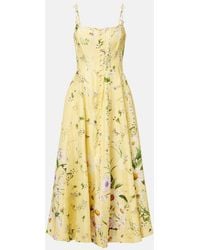 CAMILLA - Embellished Linen And Silk Corset Dress - Lyst