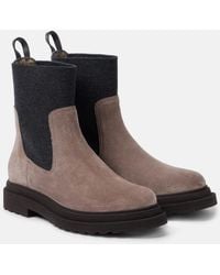 Brunello Cucinelli - Suede Ankle Boots - Lyst