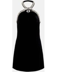Self-Portrait - Crystal-Embellished Velvet Minidress - Lyst