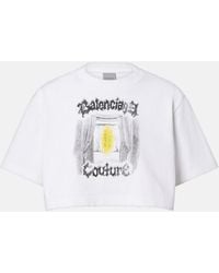 Balenciaga - Printed Cropped Cotton Jersey T-Shirt - Lyst