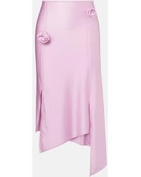 Coperni - Floral-Applique Satin Midi Skirt - Lyst