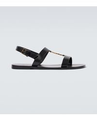 Saint Laurent - Cassandre Leather Sandals - Lyst