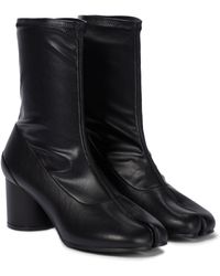 Maison Margiela Tabi Faux Leather Ankle Boots - Black
