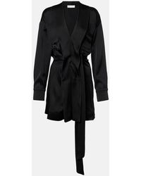 Victoria Beckham - Wickelkleid Aus Satin - Lyst