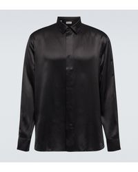 Saint Laurent Synthetik Kurzärmliges Hemd Aus Bedruckter Viskose in Schwarz für Herren Herren Bekleidung Hemden Freizeithemden und Hemden 