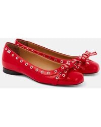 Ganni - Eyelet Bow Ballerina Flats - Lyst