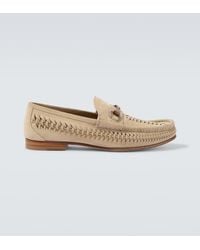 Gucci - Horsebit 1953 Woven Suede Loafers - Lyst