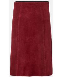 JOSEPH - Suede Midi Skirt - Lyst