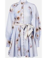 Zimmermann - Lilac Poppy Print Linen Hypnotic Mini Dress - Lyst
