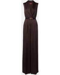 Max Mara - Belted Satin Jumpsuit - Lyst