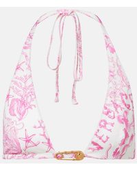 Versace - Underwater Barocco Bikini Top - Lyst