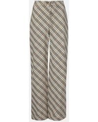 Burberry - Check Cotton Wide-Leg Pants - Lyst