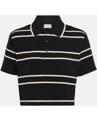 Saint Laurent - Cropped Striped Cotton-piqué Polo Shirt - Lyst