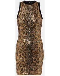 Roberto Cavalli - Sequined Leopard-Print Minidress - Lyst