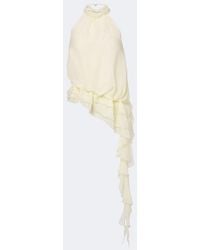 JACQUES WEI - Ruffled Chiffon Halterneck Top - Lyst