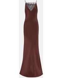 Roland Mouret - Lace-Trimmed Silk Satin Gown - Lyst