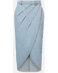 Nina Ricci - Draped Denim Midi Skirt - Lyst
