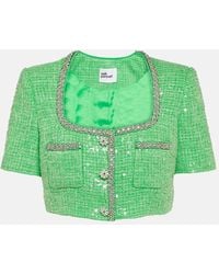 Self-Portrait - Crop Top De Boucle Con Lentejuelas - Lyst