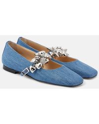 Mach & Mach - Puffy Heart Denim Mary Jane Flats - Lyst